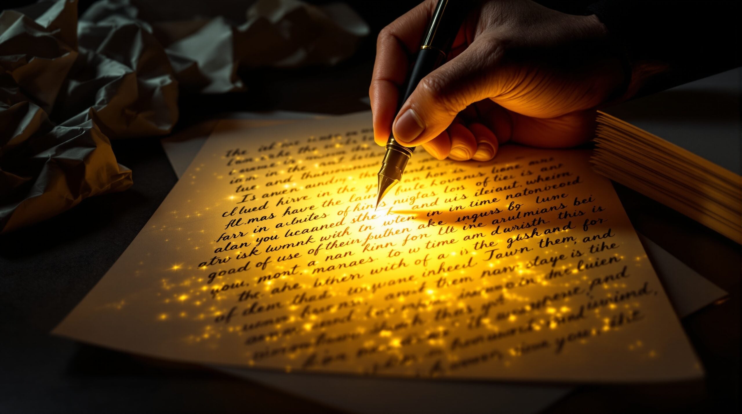 The Ultimate Story Writing Blueprint video: a hand writing by candlelight